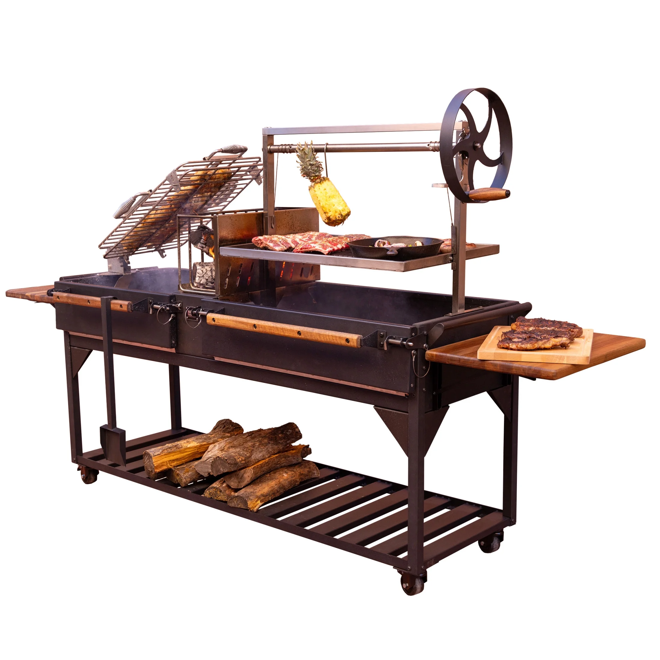Backyard Discovery Argentine Santa Maria XL Wood Fire & Charcoal Steel Grill, Asado Clamp