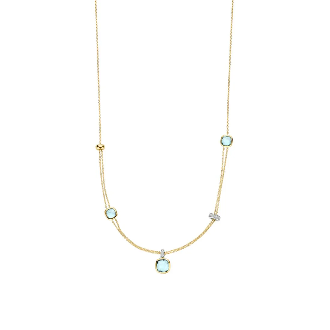 Collana Ti Sento Milano in argento dorato con pietre azzyurre  34122TY