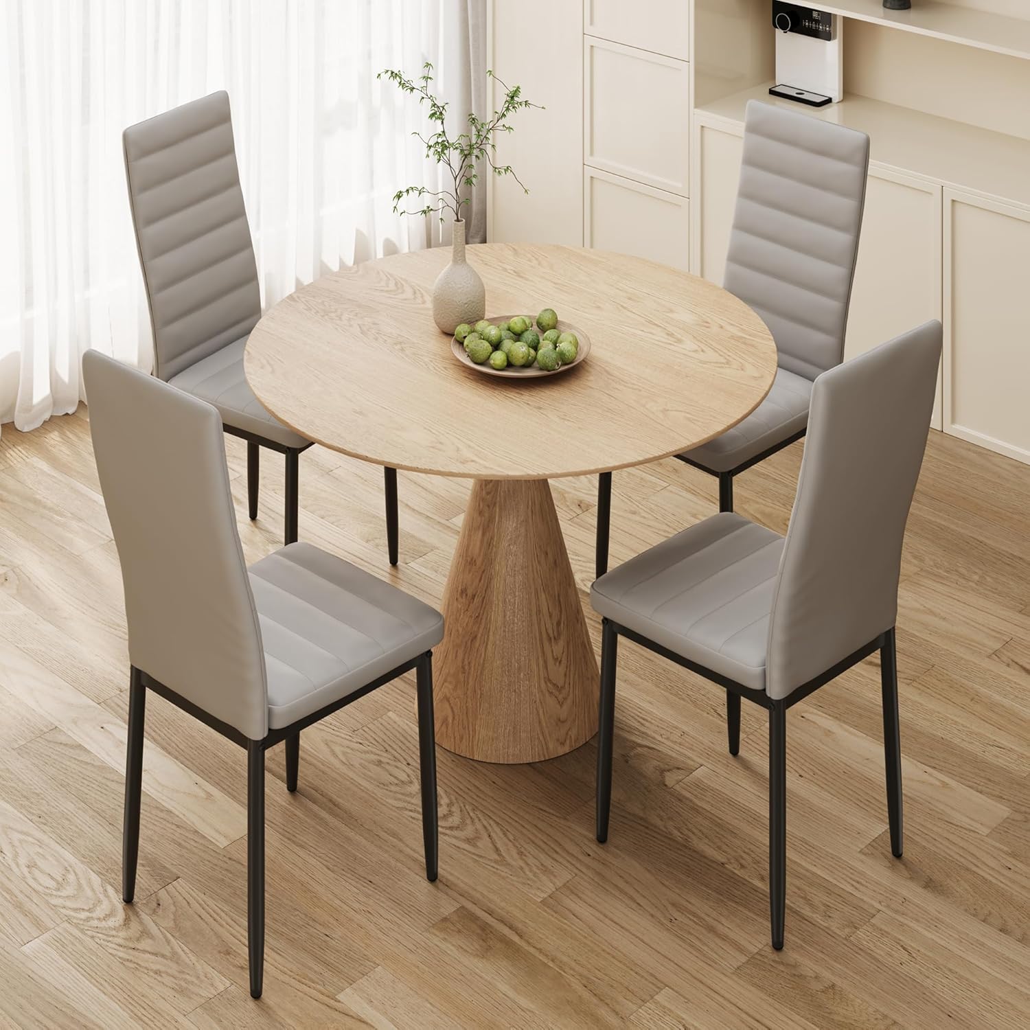 Bealife Set di 6 Sedie da Pranzo con Schienale Alto Imbottite Moderne per Cucina e Sala da Pranzo, Grigio Scuro Flanella