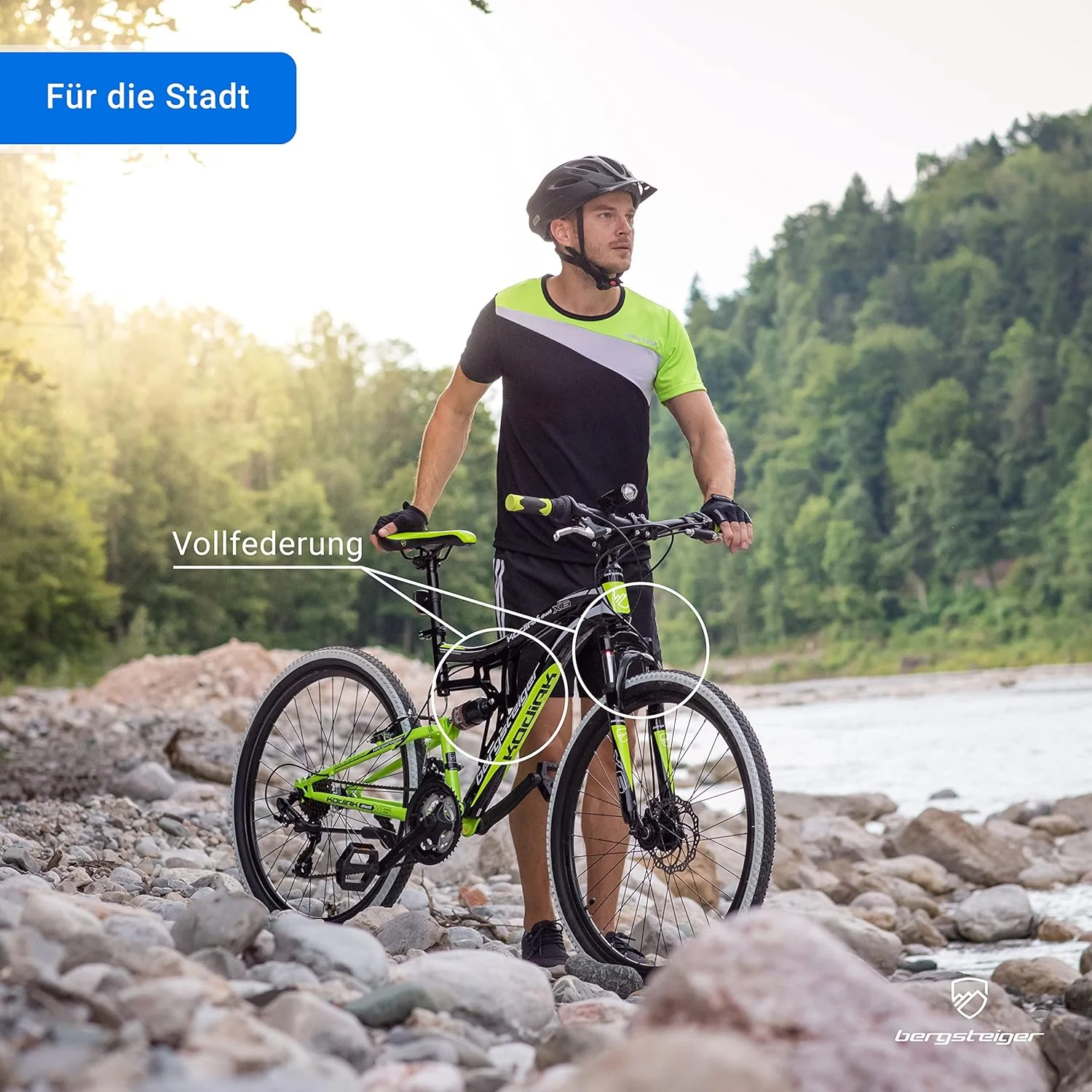 Bergsteiger Kodiak 26 Zoll, 29 Zoll Mountainbike, Scheibenbremse, Shimano 21 Gang-Schaltung, Vollfederung, Fully MTB fr Jungen, Mdchen, Damen & Herren