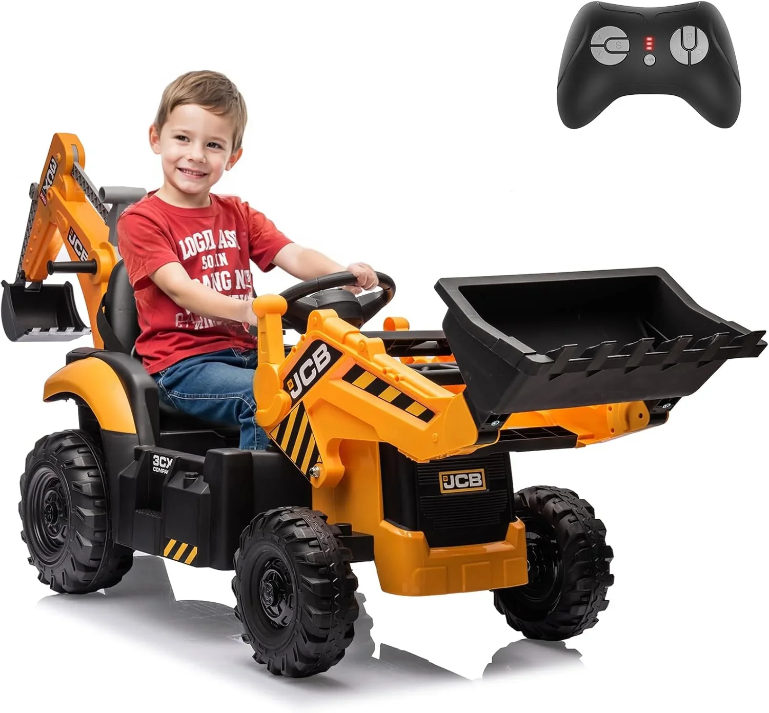 12V JCB Ride On Excavator Ride on Toys for Kids 4-8 Electric Car for Kids with Tractor