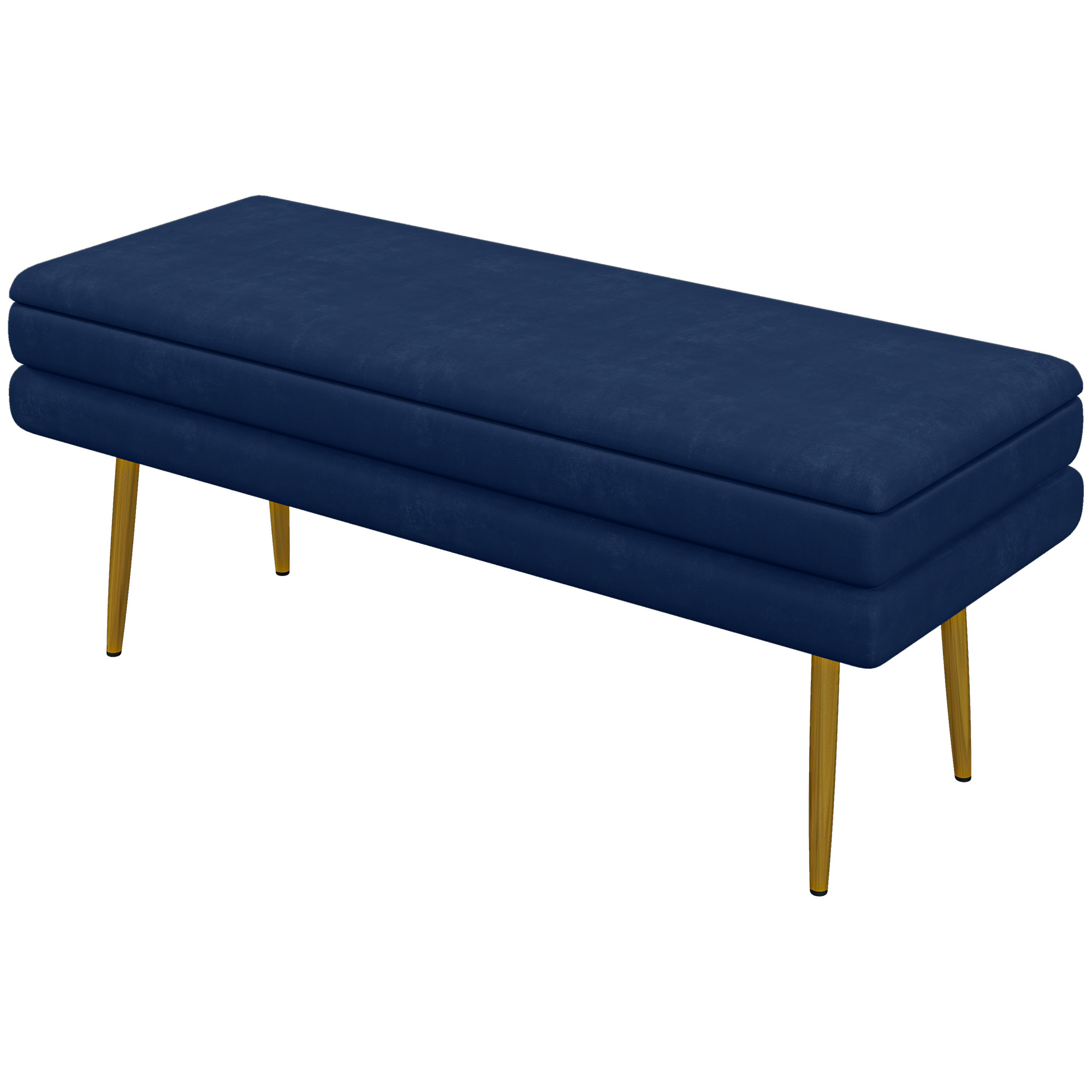 HOMCOM Sitzbank Polsterbank, mit Stauraum, Stahl, 100 cm x 37,5 cm x 42 cm, Blau