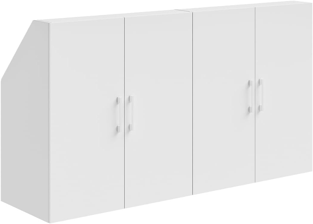Bellamio Aland Dachschräge Regal in weiß – Dachschrägenschrank mit 4 Türen & 6 Fächern – Bücherregal/Kleiderschrank – platzsparender Stauraum für schräge Wände – Nischenschrank 100x179x52 (HxBxT)