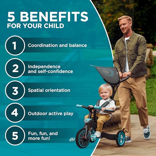 Globber   EXPLORER TRIKE 4in1   Triciclo & balance bike tutto in uno per bambini da 10m   a 5 anni   , Verde acqua : Giochi e giocattoli
