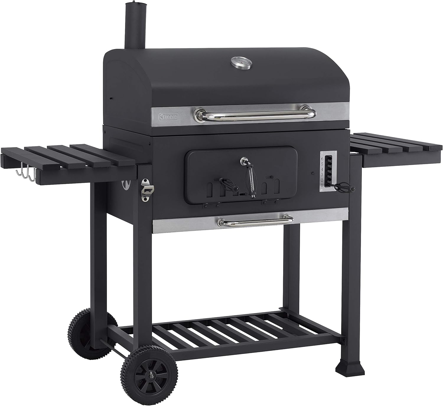 Tepro Toronto XXL - Barbecue a carbonella (Carrello) con Coperchio Scorrevole, con termometro, Piano Carbone Regolabile in Altezza, Tuta da Camino e lembo a Carbone, Dimensioni: ca. 152 x 73 x 137 cm