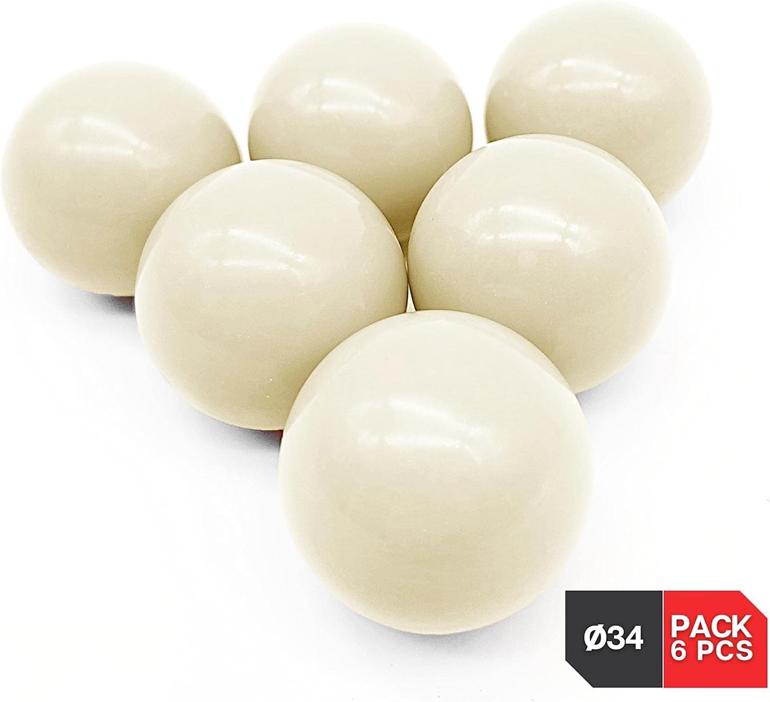 DOJA Barcelona | Palline Calcio Balilla Resina 34mm | 12 Pz | Bianco | Palline Biliardino Calcio Balilla Dure | Palline per Calcetto Balilla Professionali | Ricambi per Calciobalilla Professionali