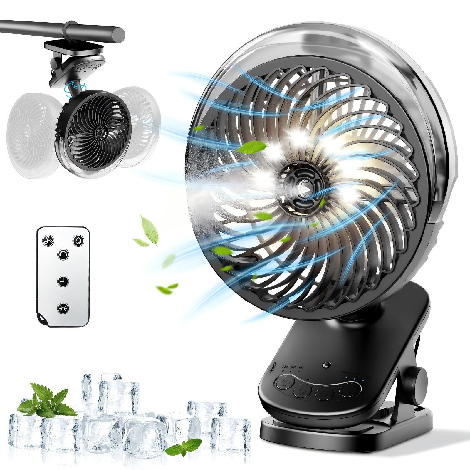 Tischventilator Tragbarer Ventilator,Timerfunktion,3 Geschwindigkeits,mit Nachtlicht
