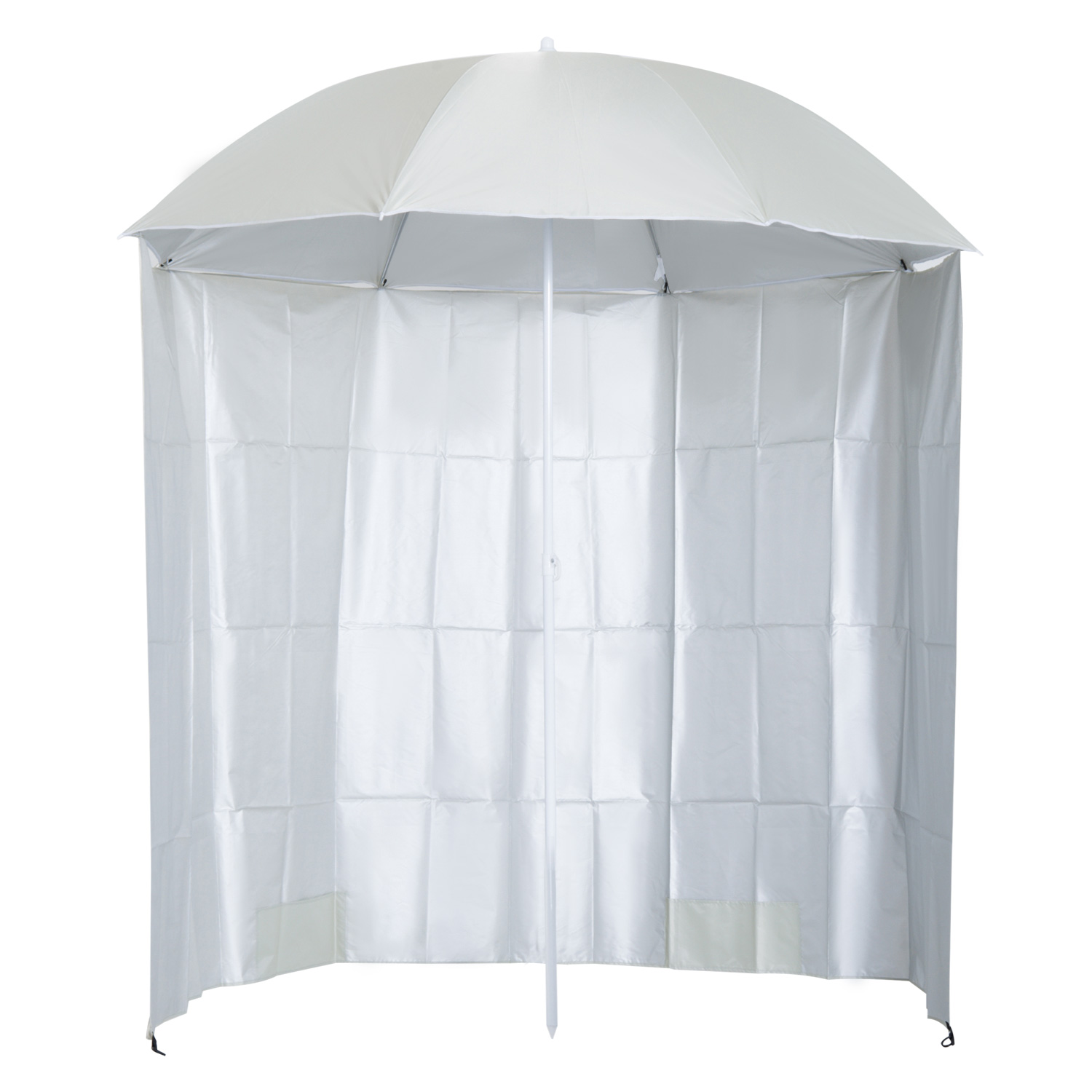 Outsunny Strand-Sonnenschirm Ø 2,2 x 2,2 m UV-Schutz Transporttasche, Bodenankerheringe und Leinen integriert Creme