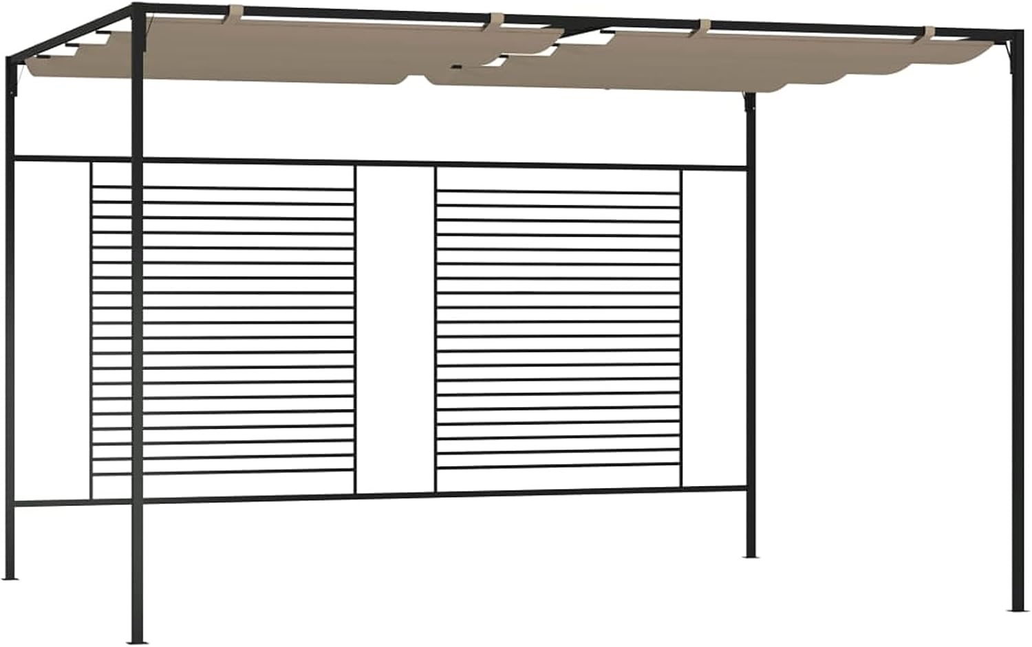 Tidyard Garden Pergola Gazebo 3 x 4 x 2.3 m 180 g/m2 Sliding Polyester Waterproof Steel Frame with Hidden Roof