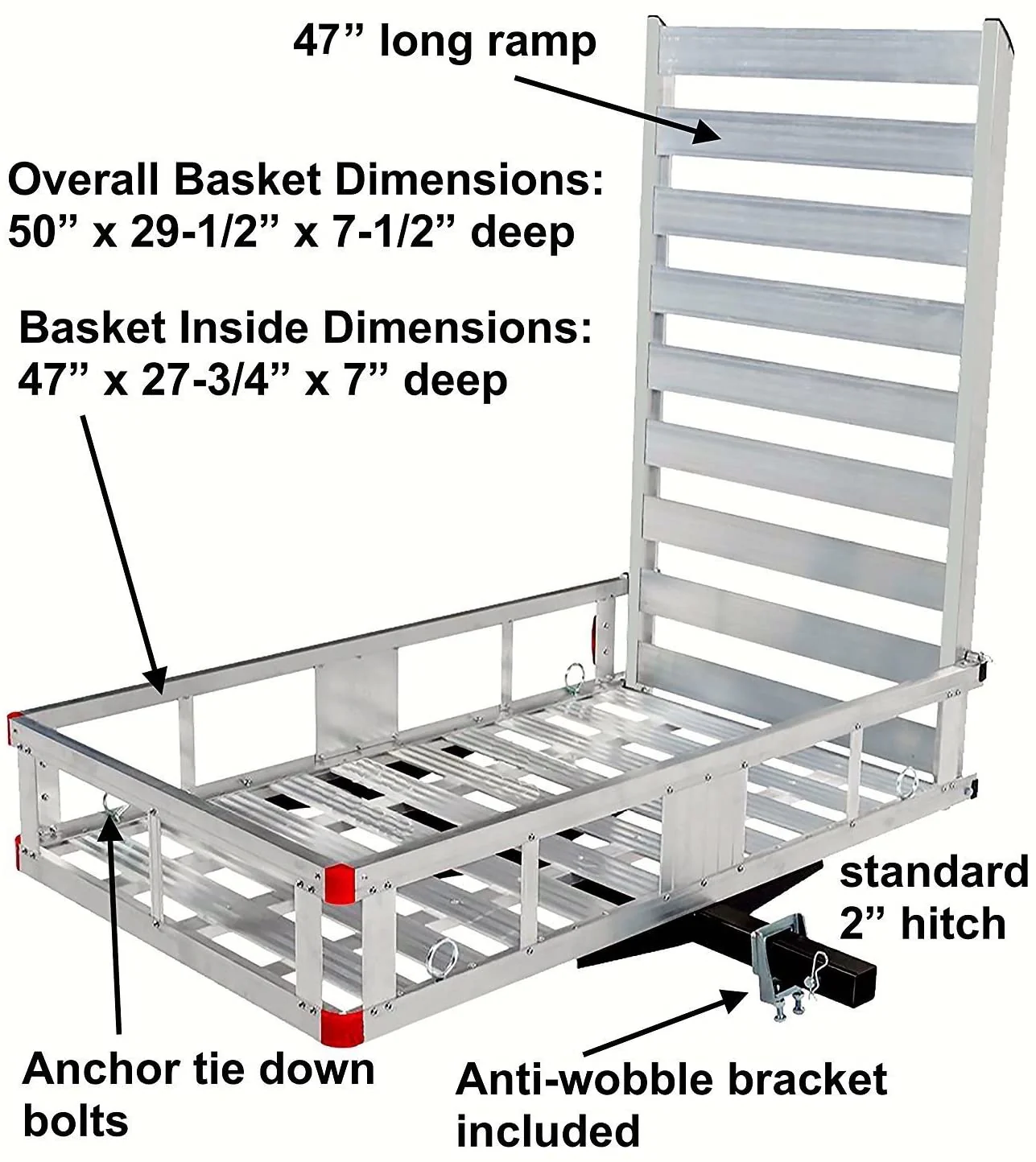 2025 80779 Aluminum Hitch Mount Cargo Carrier with 47′′ Long Ramp, 1 Pack