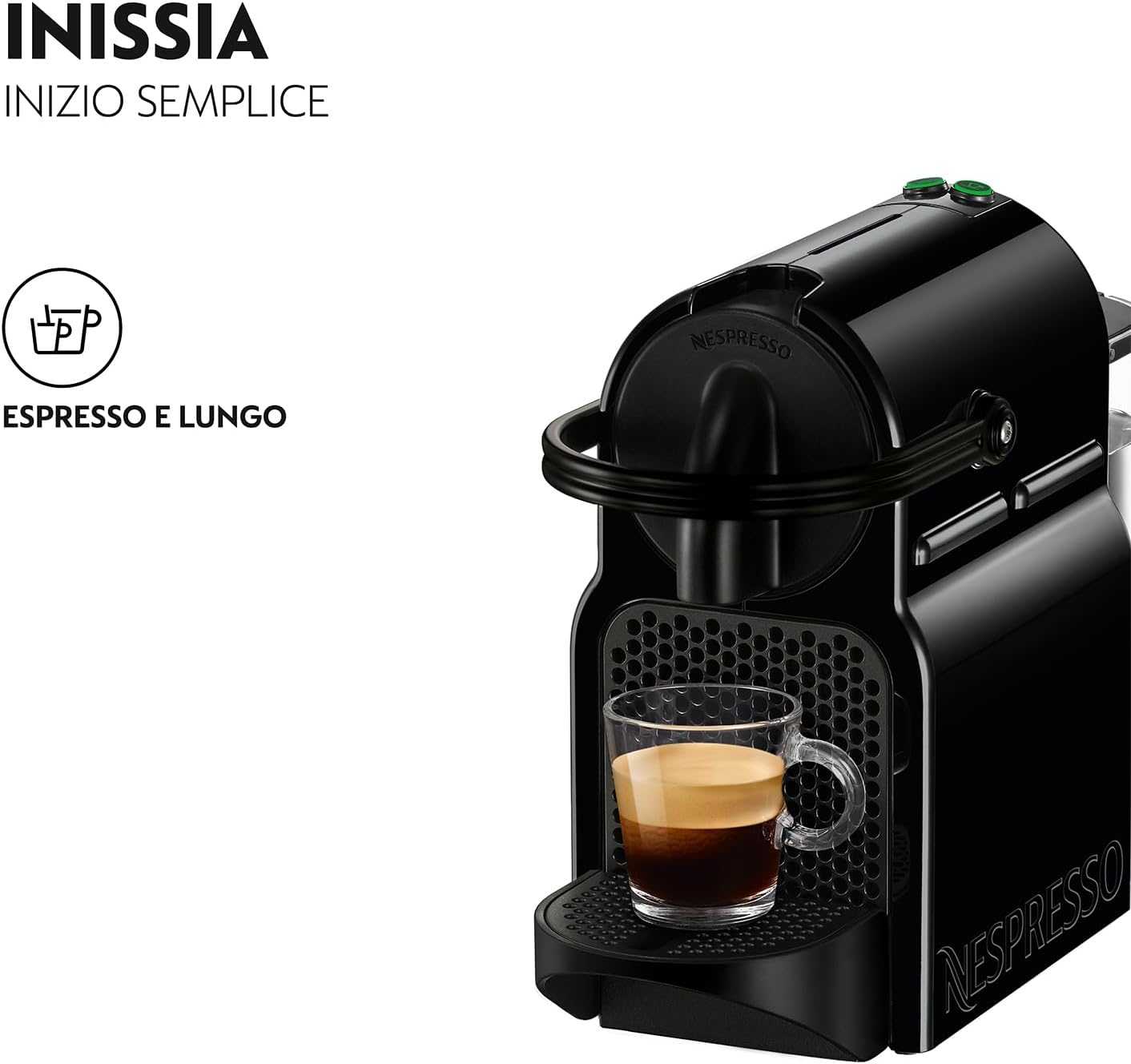 Nespresso Inissia EN80.B, De'Longhi Coffee Machine, Nespresso Capsule System, Water Tank 0.7L, Black