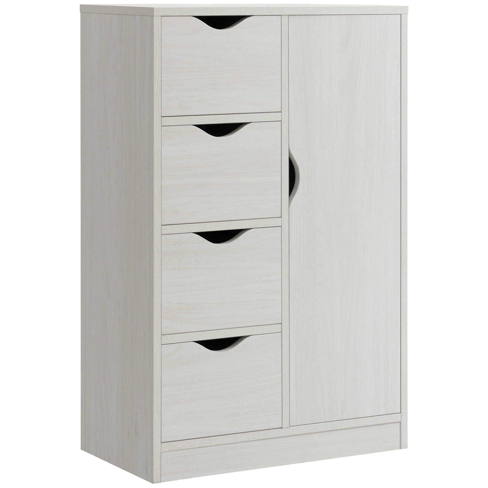 HOMCOM Aufbewahrungsschrank Sideboard Kommode modern 1 Schrank und 4 Schubladen - aus Holz - für Wohnzimmer, Küche, Eingangsbereich, Esszimmer - weiß