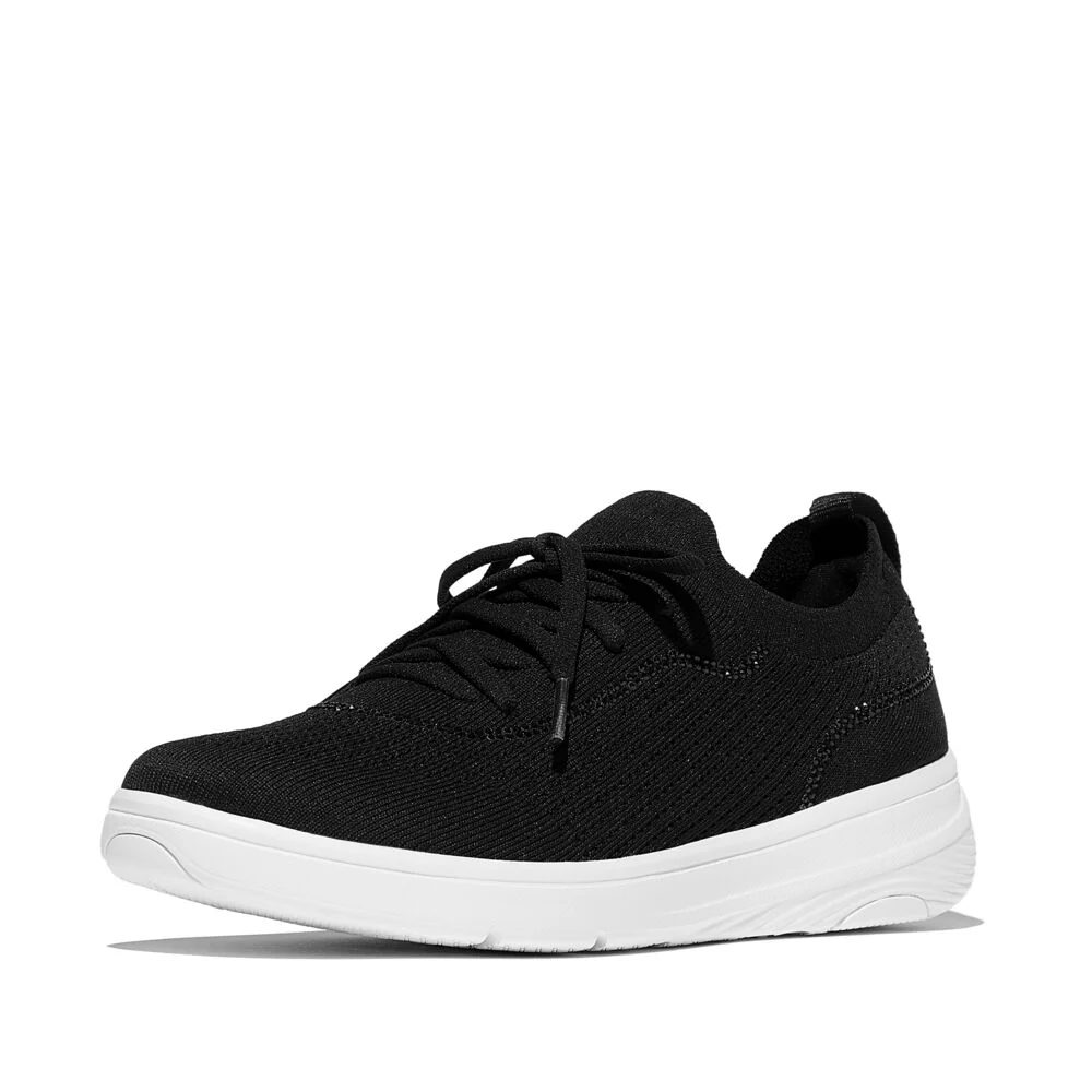 FitFlop Super-Q Sneaker Black Knit Slip-On Laced