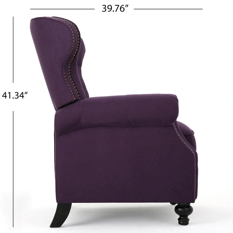 Walder Tufted Nailhead Fabric Recliner by Christopher Knight Home