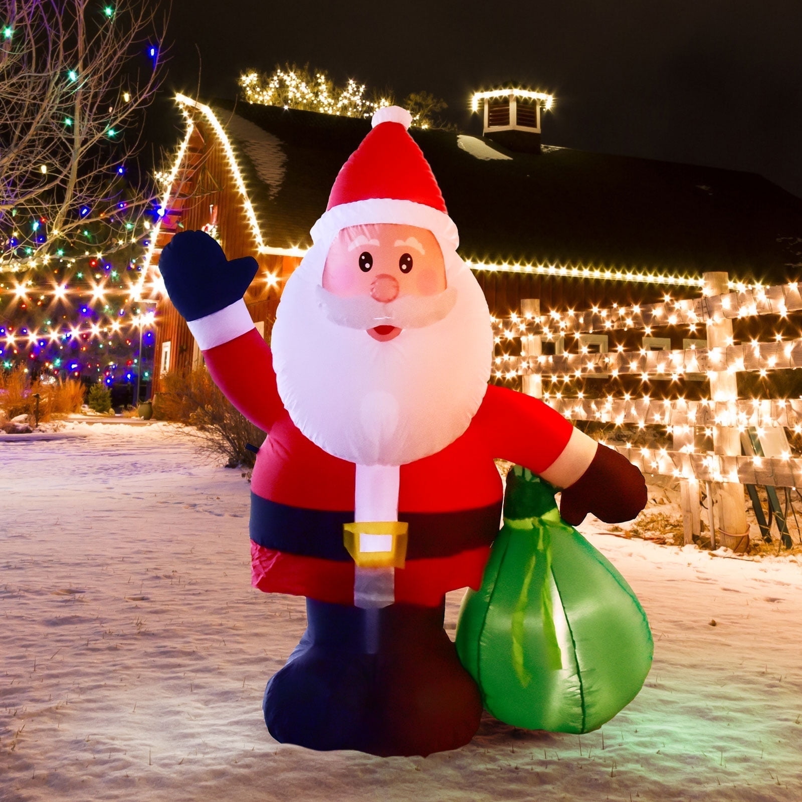 Nifti Nest 6ft Outdoor Inflatable Santa Claus with LED Light & Blower &ndash; Christmas Yard Decoration