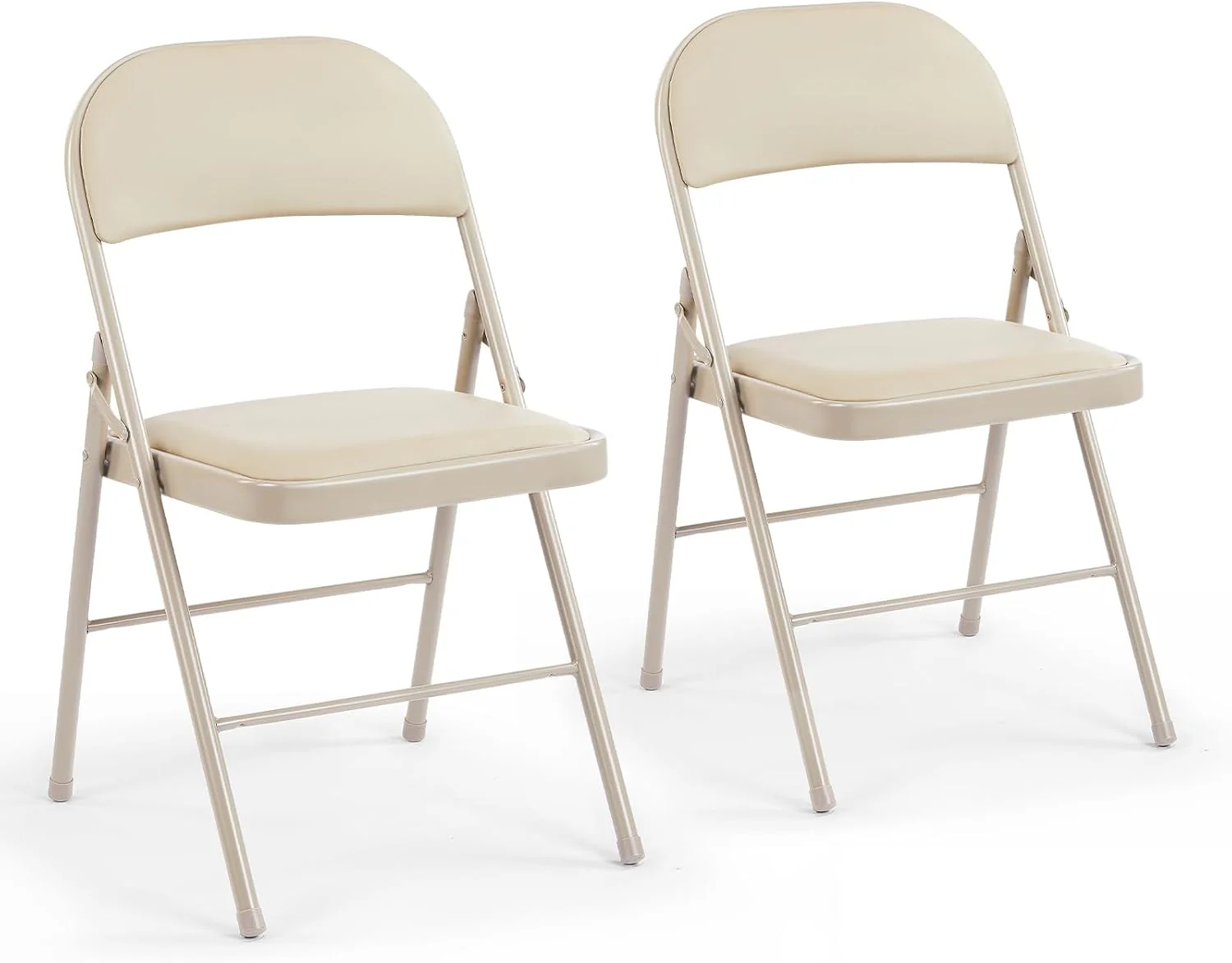 DUMOS 2 Pack Leather Padded Folding Chair, Indoor Outdoor Portable Stackable Commercial Seat