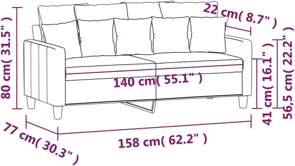 SECOLI Divano 3 Posti, Divano in Tessuto Piccolo, Divano Moderno 3 Posti con Braccioli, Divano a Cuscini con Braccioli per Soggiorno/Camera da Letto/Ufficio/Appartamento, 180 cm, Crema