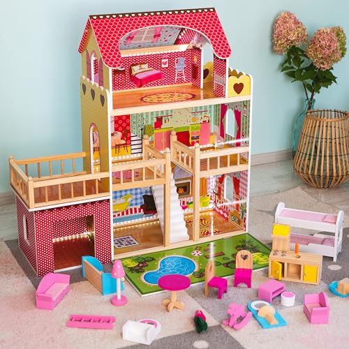 Green series Kinderplay Casa Delle Bambole   Legno, GS0020 : Amazon.it: Giochi e giocattoli