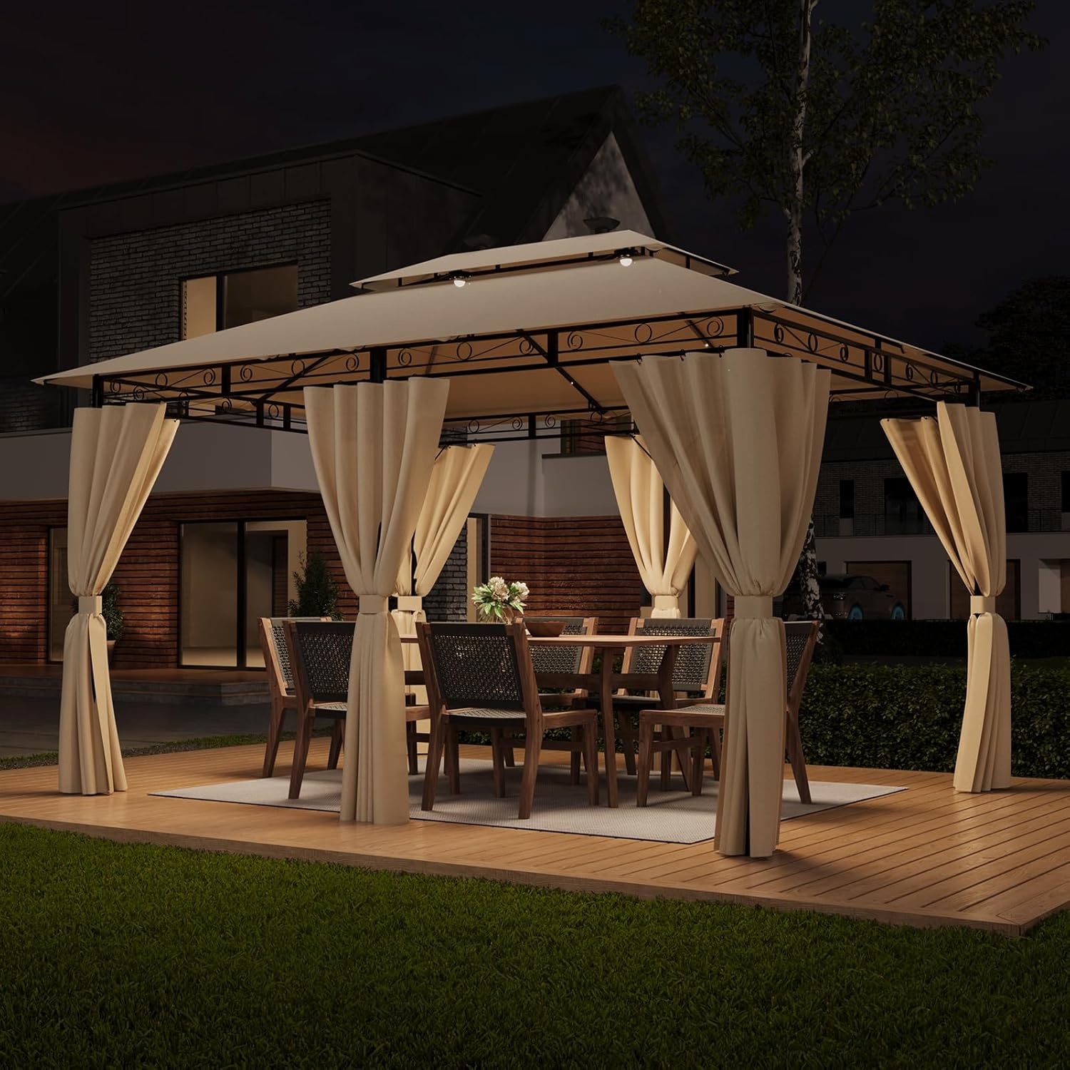TRIUMPHKEY Gazebo 3x4 Impermeabile a Prova di Freddo,Gazebo da Giardino,Gazebos Campeggio Telonato,Gazebos con Struttura in Metallo,Grigio