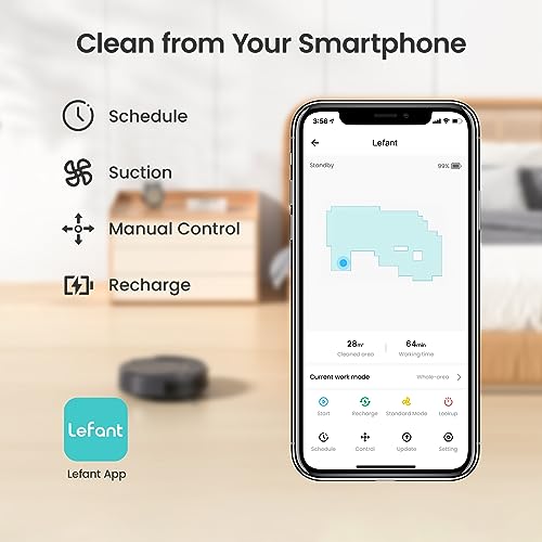 LEFANT Robot Aspirapolvere con 2200Pa, Senza Grovigli,7,6cm Ultra Sottile,Autocaricante,Wi Fi/App/Alexa,120 Minuti,6 Modalità di Pulizia,Ideale per Peli di Animali Domestici,Pavimenti Duri M210 Pro : Casa e cucina