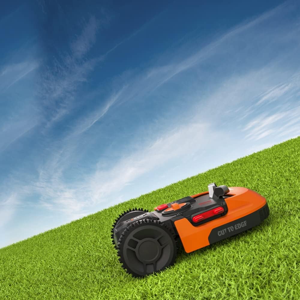 WORX Landroid WR169E Mähroboter mit Begrenzungskabel für Gärten bis 300m² - AIA Navigation - App Steuerung, WLAN, Bluetooth - Cut-to-Edge - 16 cm Schnittbreite - 30-60 mm Schnitthöhe