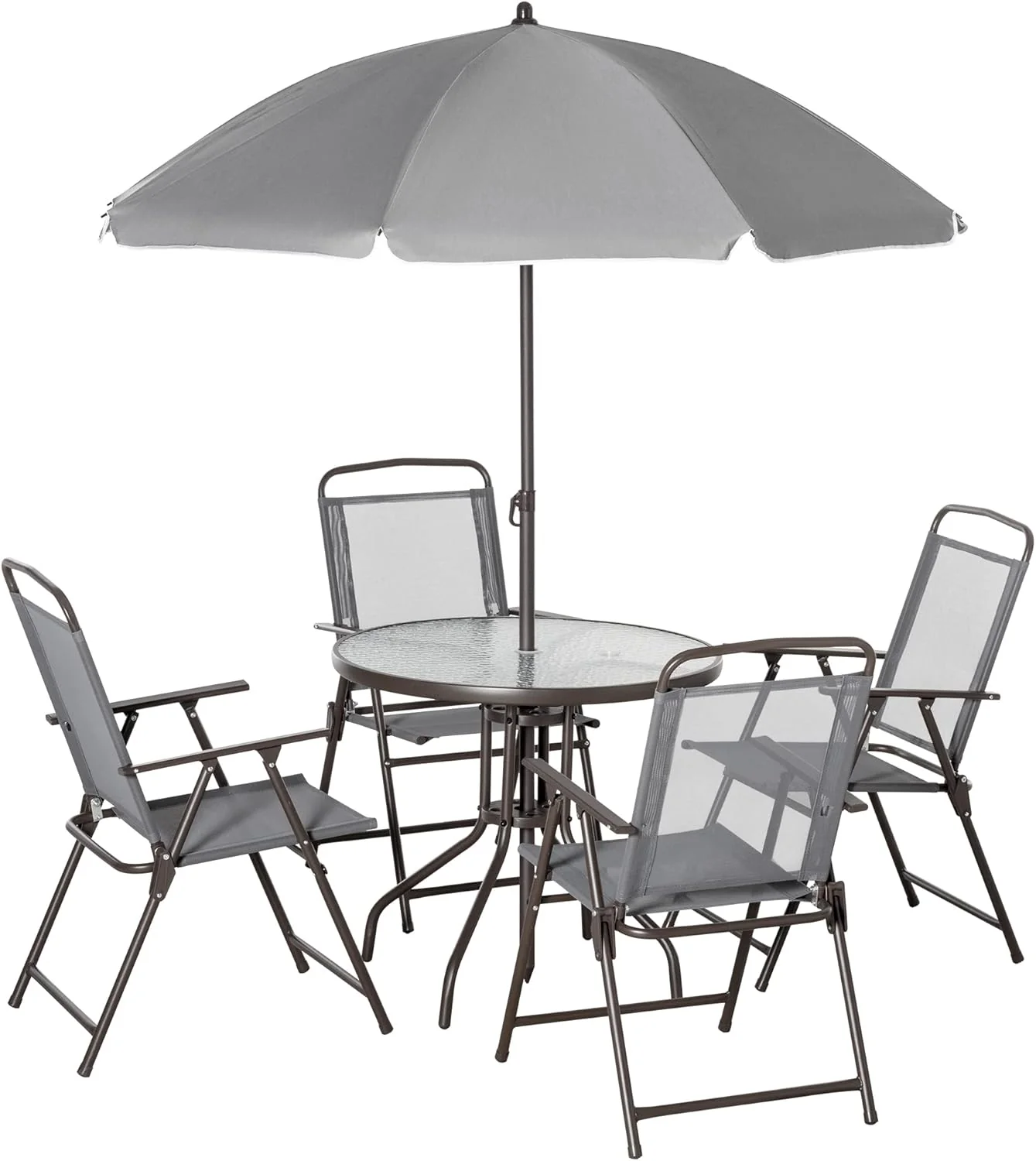 6 Piece Patio Dining Set for 4 with Umbrella