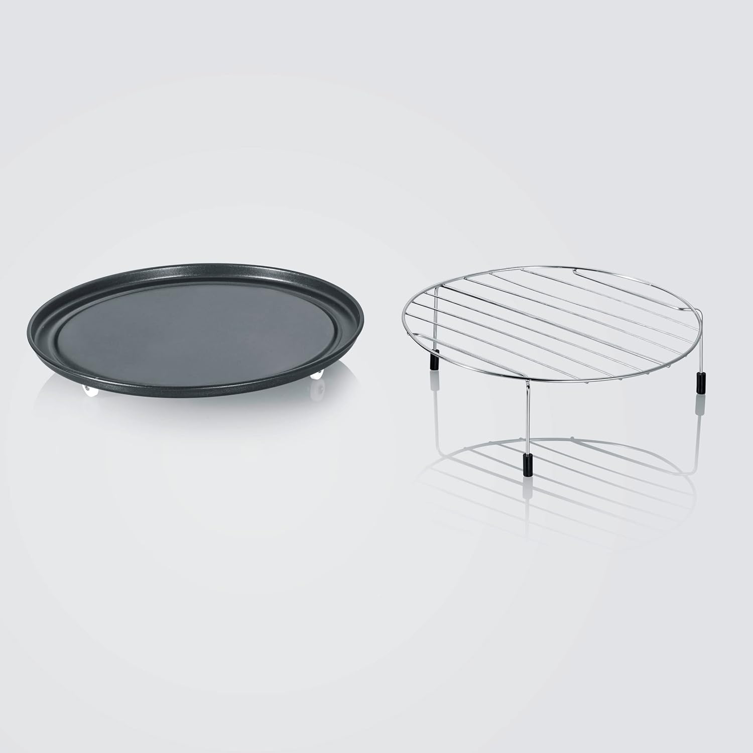 SEVERIN Mikrowelle mit Grill und Heißluftfunktion 3-in-1, zum Auftauen, Garen und Erhitzen, Mikrowelle mit Drehteller, Edelstahl-gebürstet/silber, MW 7774