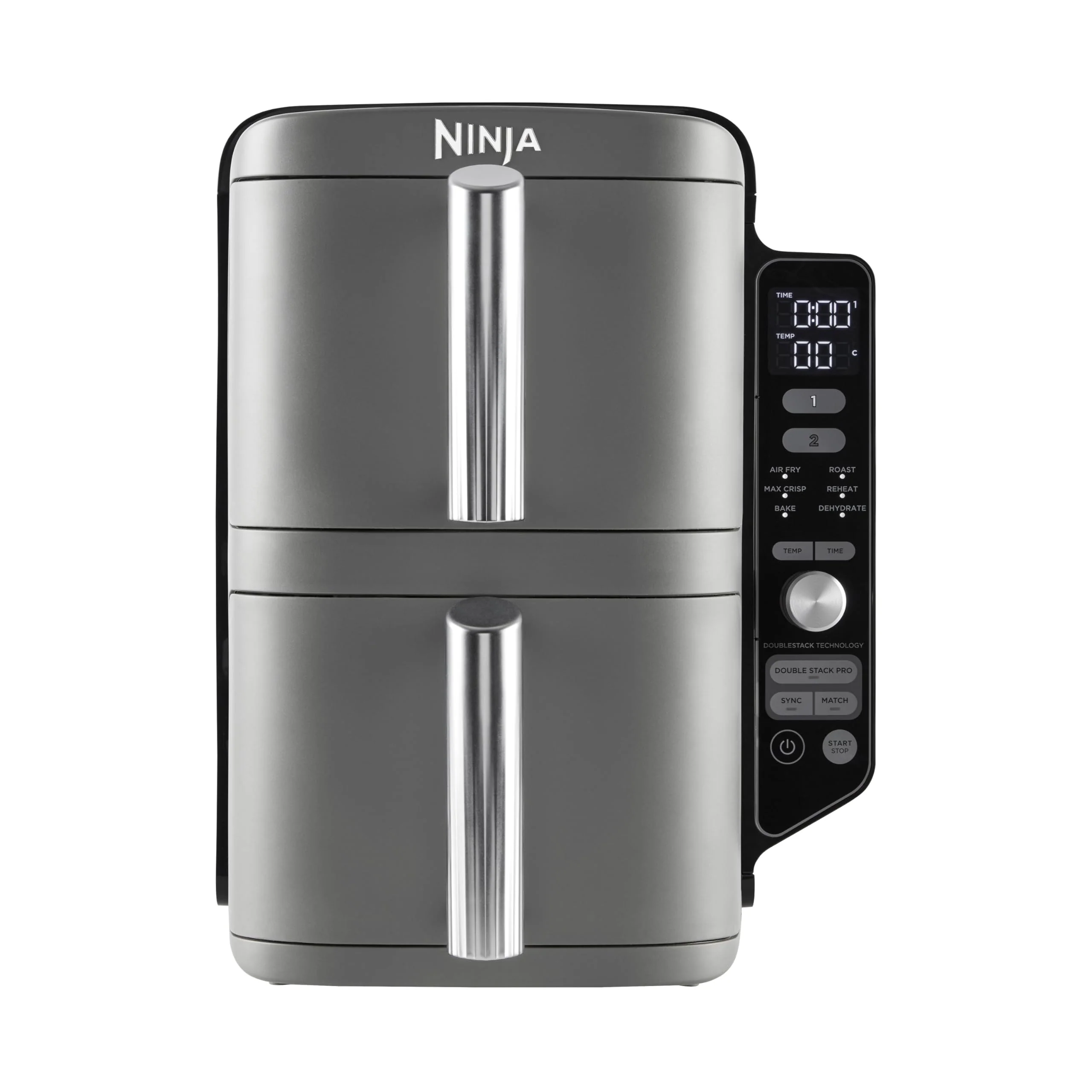 Ninja Foodi MAX Dual Zone Digitale Heißluftfritteuse, 9,5L Airfryer, 2 Fächer, Antihaftbeschichtung, spülmaschinenfeste Körbe, 6-in-1, 8 Portionen, Schwarz AF400EU