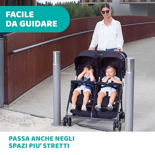 Chicco OHlalà Twin Passeggino Gemellare Doppio da 0 Mesi a 15 kg, Passeggino Leggero Reclinabile e Pieghevole, Poggiagambe Regolabili, Parapioggia e Capottina Estendibile Silver Cat, Grigio : Amazon.it: Prima infanzia