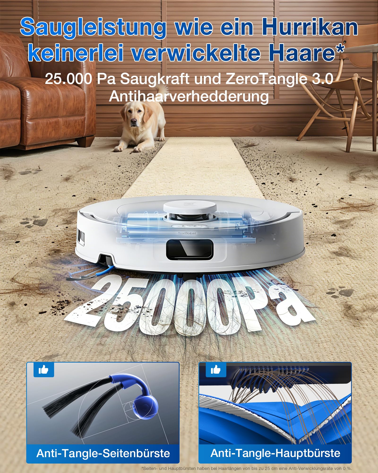 Saugroboter mit Wischfunktion T30e Omni, 25.000 Pa Saugkraft, OZMO Turbo 2.0 und ZeroTangle 3.0