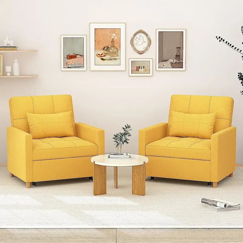 AECOJOY 3 in 1 Sleeper Sofa Chair w/ Pillow &Convertible Backrest