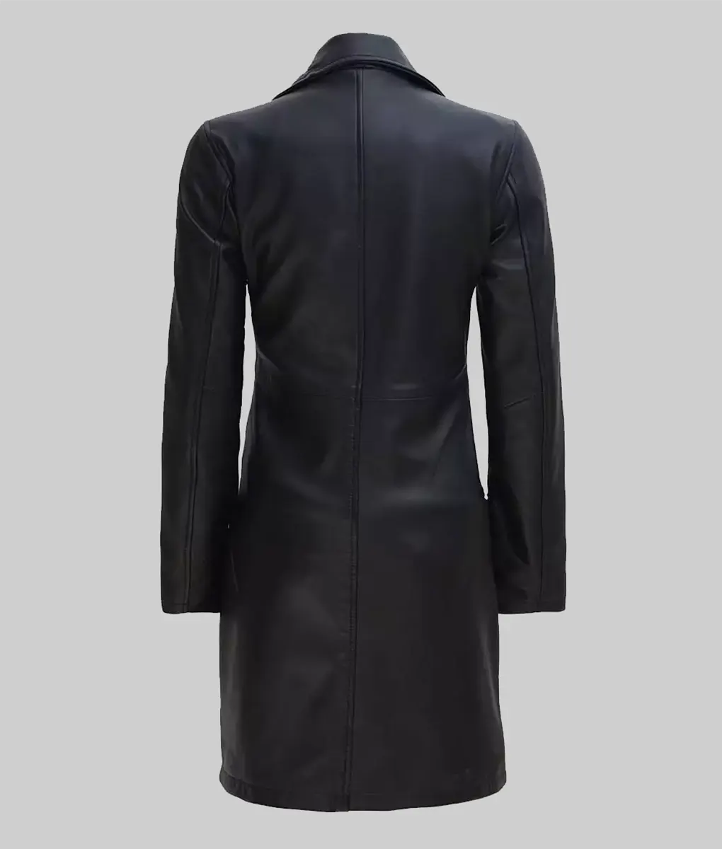 Karin Black Leather Trench Coat