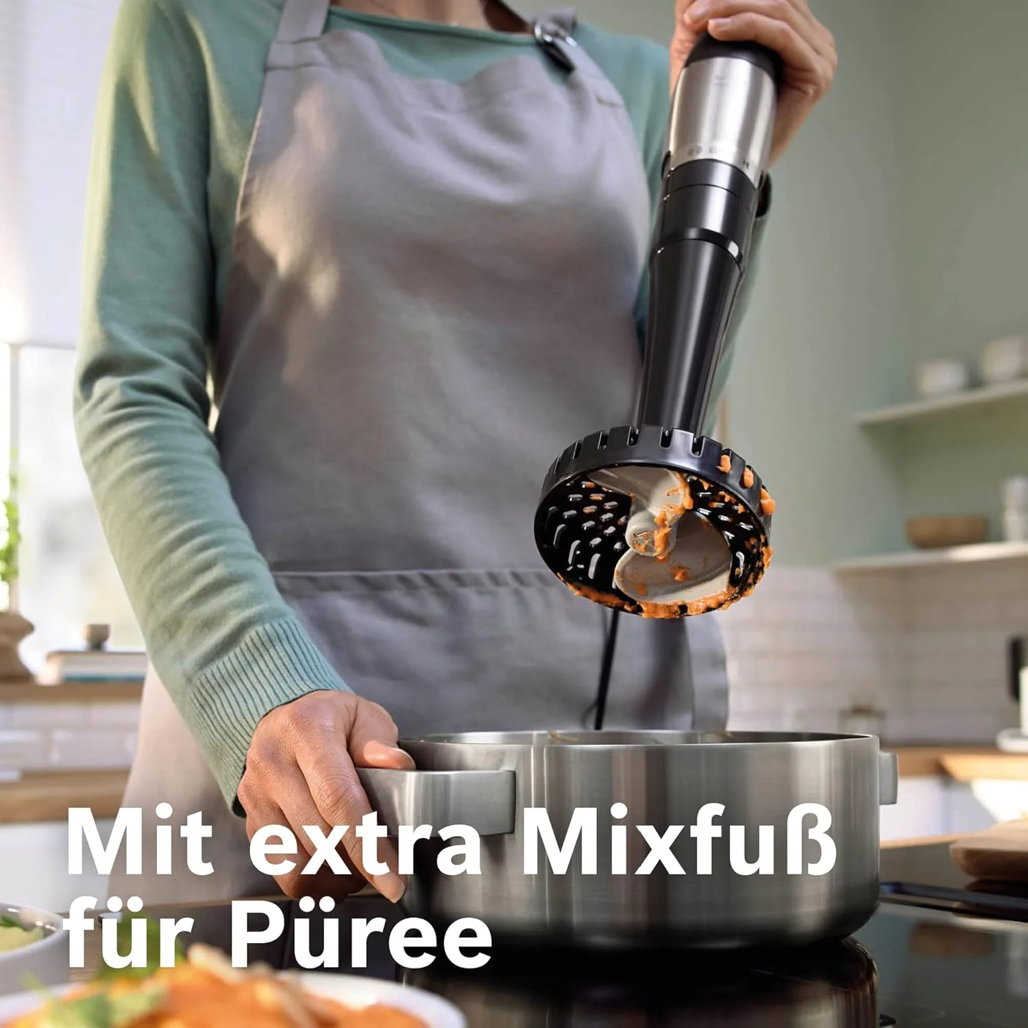 Bosch staafmixer ErgoMaster Serie 6 MSM6M673, 10 jaar motorgarantie, roestvrijstalen messen, slijtagevrije keramische koppeling, luchtkoeling, hakmolen, pureerstamper, garde, 1000 W