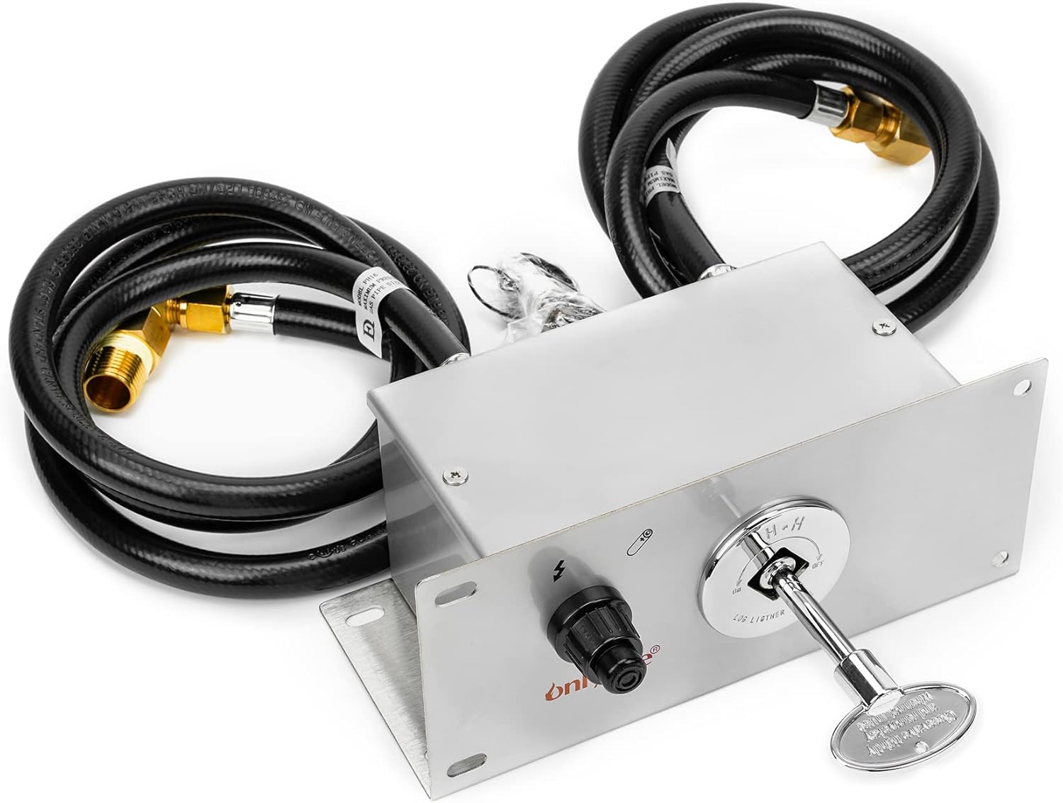 onlyfire All-in-One Natural Gas Fire Pit Ignition System Kit (Includes Electronic Igniter, Key Valve, PVC Hose, Fittings)