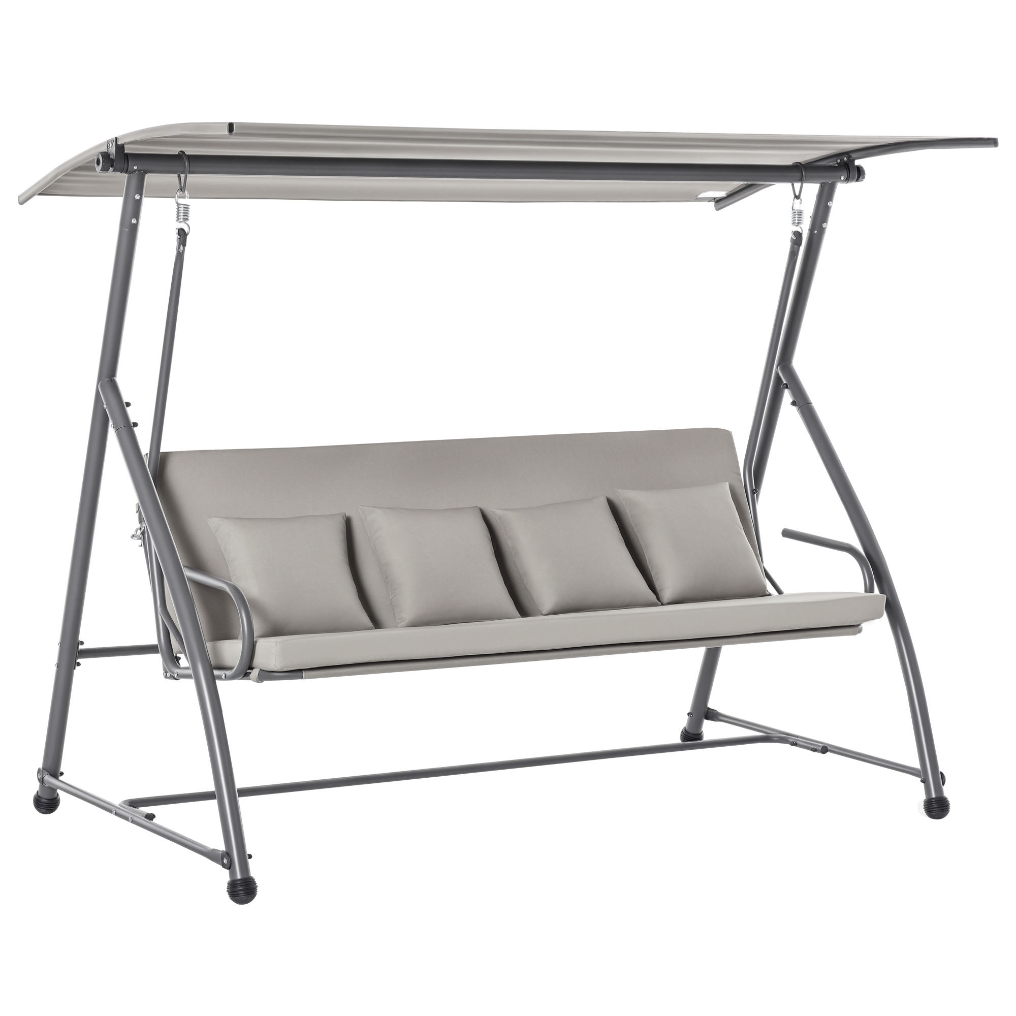 Outsunny Hollywoodschaukel Gartenschaukel Hängebank 3 sitzer Schaukel mit verstellbarem Dach Liegefunktion Polyester Braun 215 x 120 x 165 cm