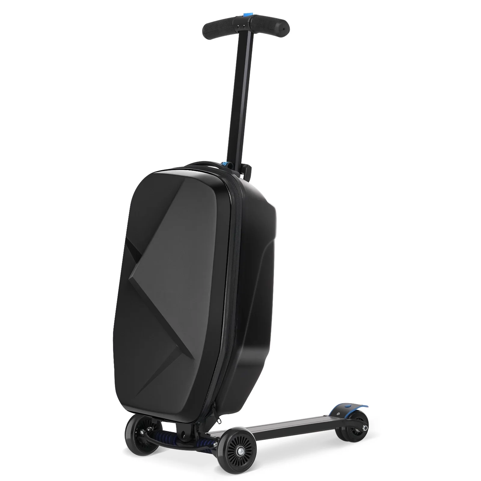 Advwin Scooter Luggage for Kids & Adults, Hardside Ride on Suitcase for Kids Ages 4-15 Multifunctional Lightweight Foldable Carry on Luggage with Wheels Ride on for Children Teenagers, Pink