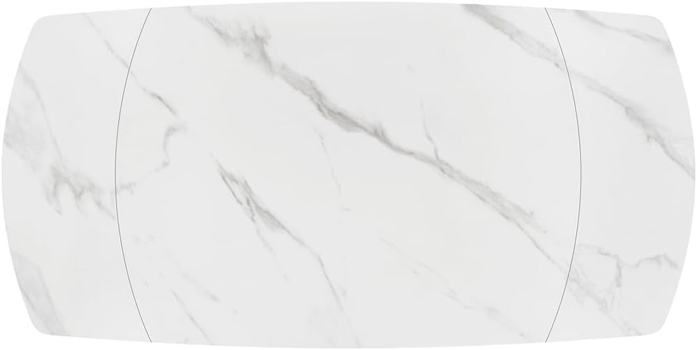tavolo allungabile girevole Achille, piano in ceramica bianca statuario, gambe in metallo nero, 120 x 88 x 76 cm - id_2206