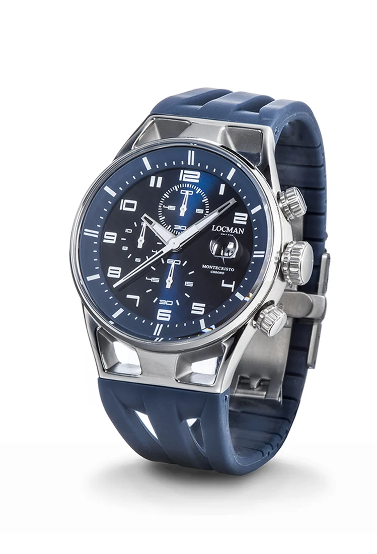 Locman Montecristo Chrono 41mm blu cinturino silicone 0542A02S-00BLWHSB