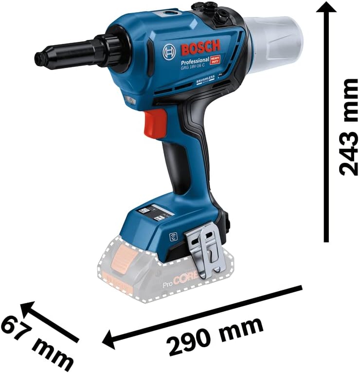 Bosch Professional 18V System Akku Nietpistole GRG 18V-16 C (Zugkraft max. 16.000 N, Hublänge 25mm, ohne Akku/ Ladegerät)