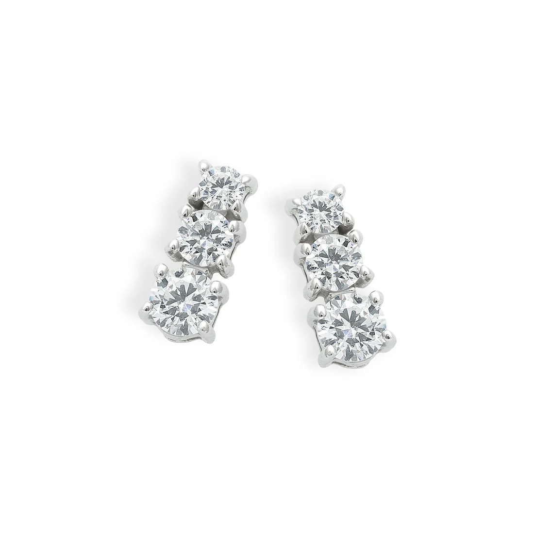 Orecchini Ambrosia Gioielli in oro bianco zirconi a trilogy AOZ 346