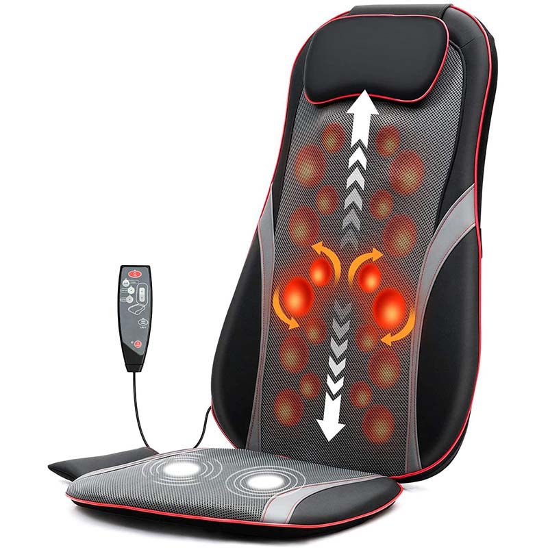 Shiatsu Back Massager with Heat, Full Back & Hip Muscle Pain Relief, Massage Seat Cushion for Home and Office Chair Use