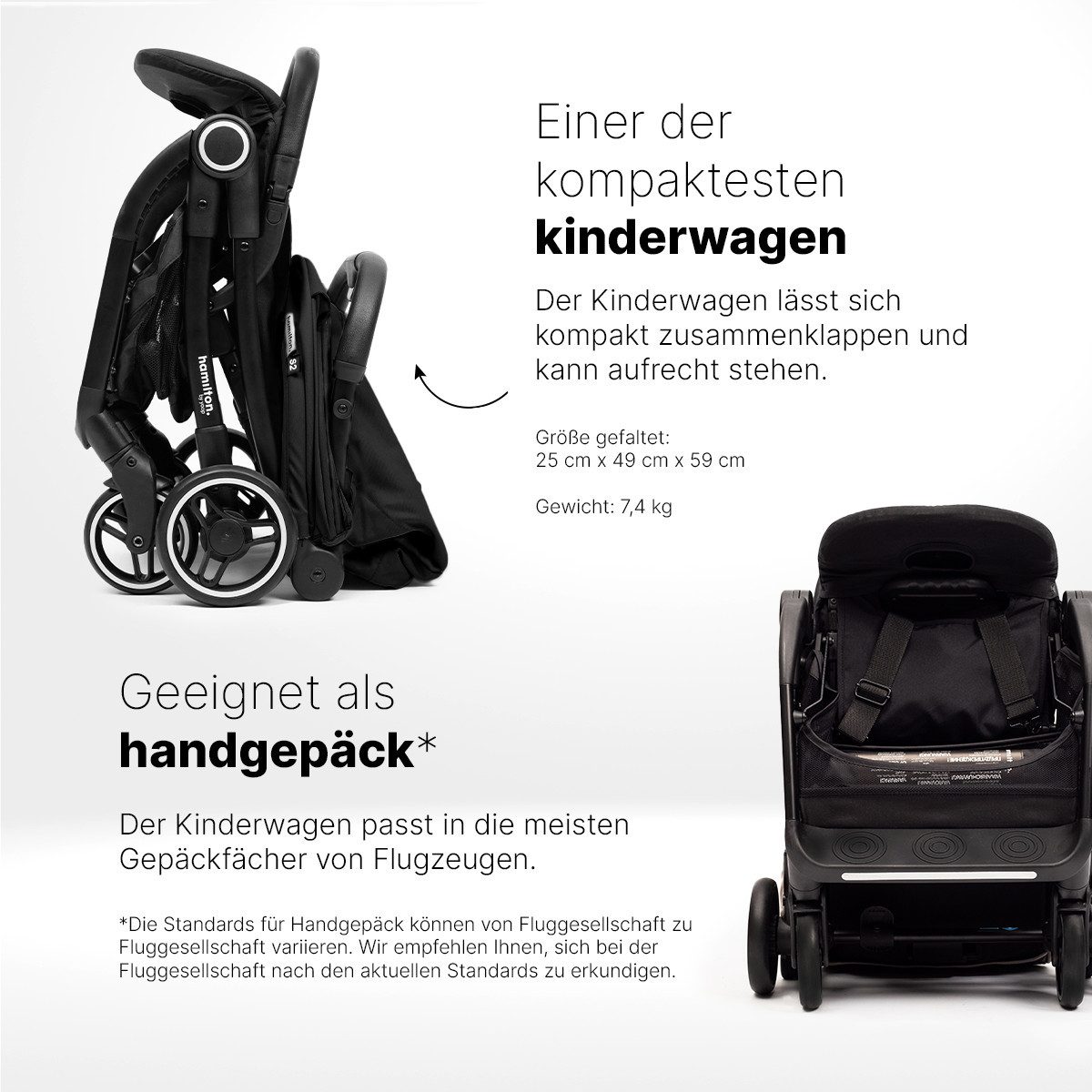Kombi-Kinderwagen Kinderwagen Schwarz – Leichtgewicht Buggy - MagicFold™ Technology