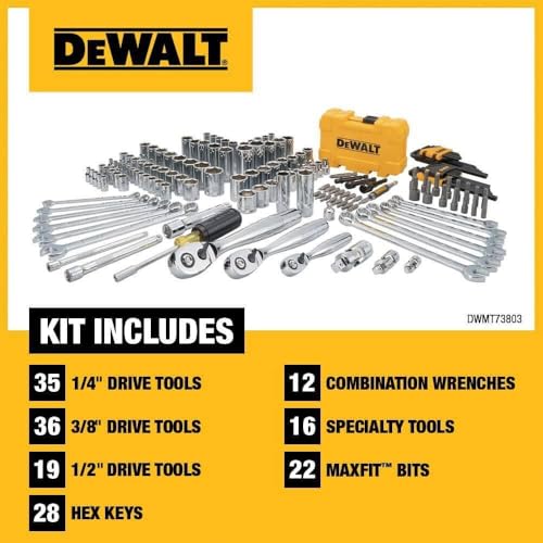 DEWALT DWMT73803   Kit attrezzi meccanici e bussole, 168 pezzi : Amazon.it: Fai da te