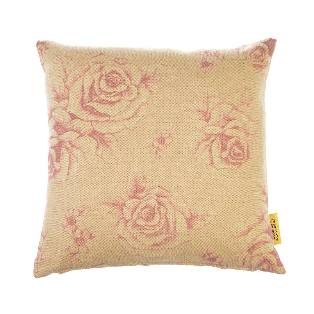 Pale Pink Floral Linen Cushion | Made in Britain