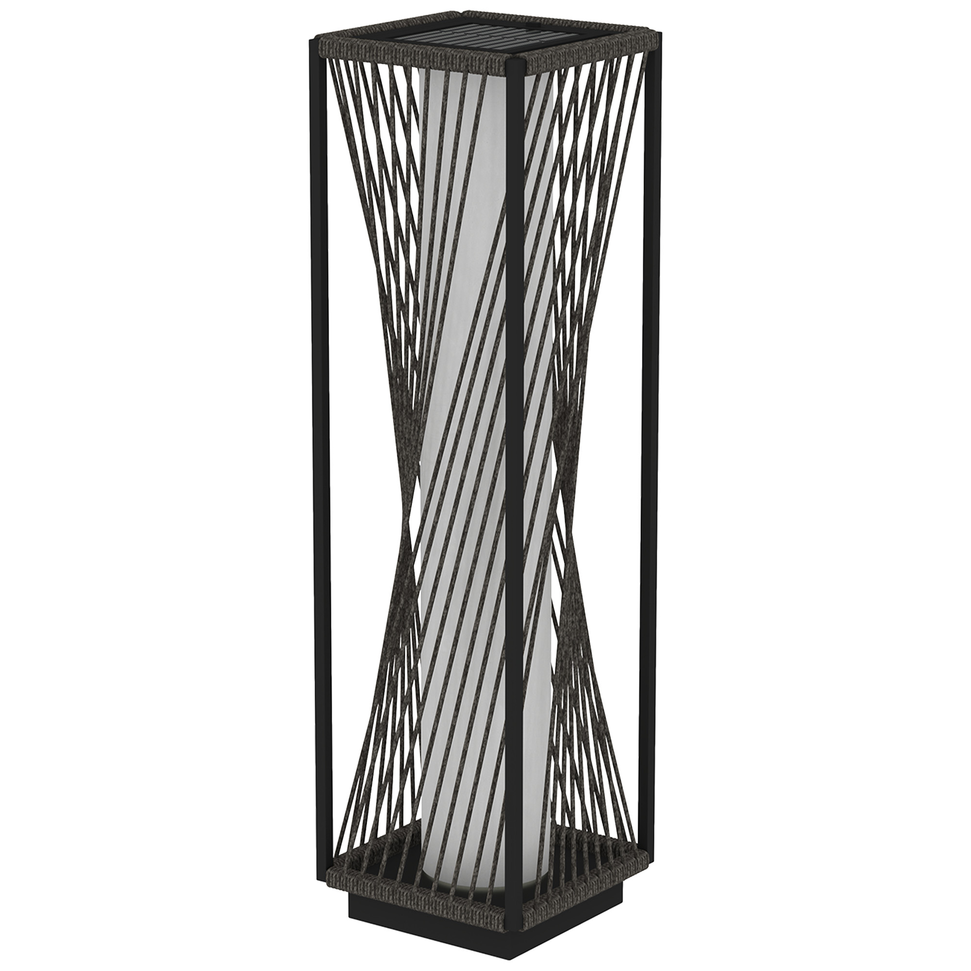 Outsunny Solar Stehlampe Rattan mit Lichtsensor 25 LED Solarlampen im Boho-Stil IP44 Wasserdicht Schwarz+Grau