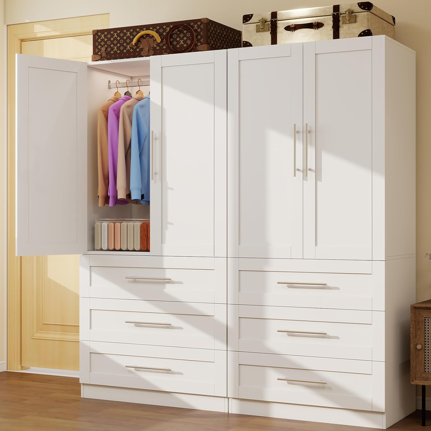 Armoire Wardrobe Closet with 6 Deep Drawers and Doors 71