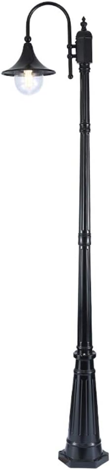 Außen Standleuchte Schwarz Aluminium Und Acryl H230CM,E27,IP65 Mastleuchte Robust Wasserdicht Wegeleuchte Terrasse Wege Außenleuchte Gartenlampe Außenlampe Straßen-Laterne