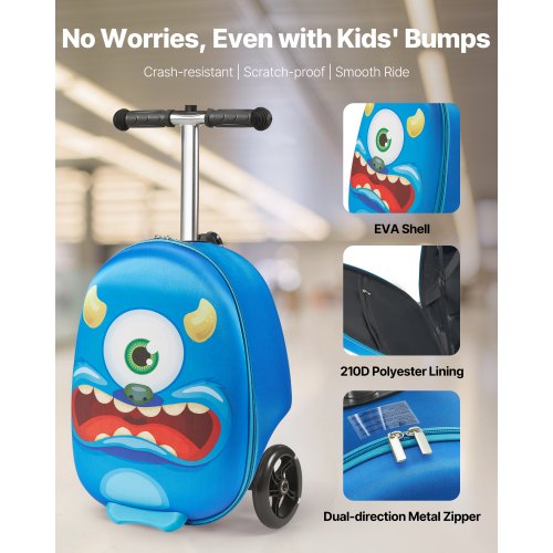 VEVOR Scooter Koffer max. 50kg Reisekoffer Kinder 20L Fassungsvermögen Blau
