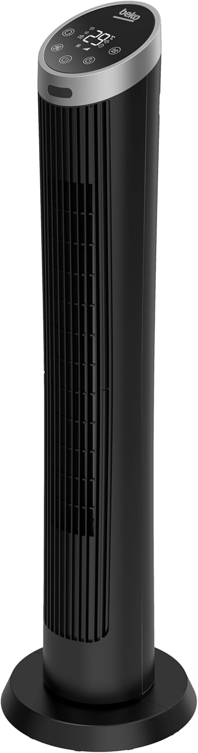 Beko EFW6900B Digital Tower Fan, 45W, 4 Speed, LED Display, Oscillation 70°, Timer 24h, Black