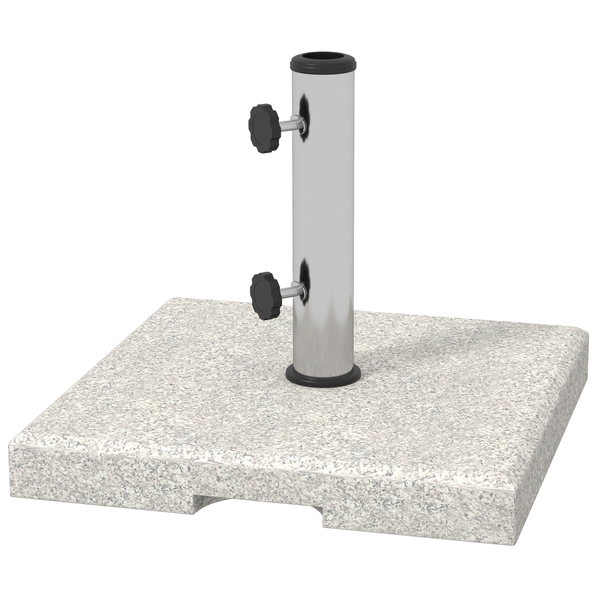 Outsunny Sonnenschirmständer für den Garten 25kg für Pfosten mit Ø32mm, Ø38mm und Ø48mm, aus Granit und Edelstahl, 38x38x38 cm, Grau